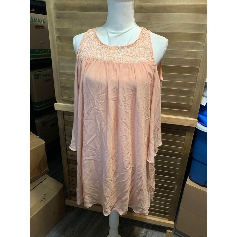 Soulmates Dress Business Casual Cold Shoulder Boho Cottage Y2K Pink Size Large